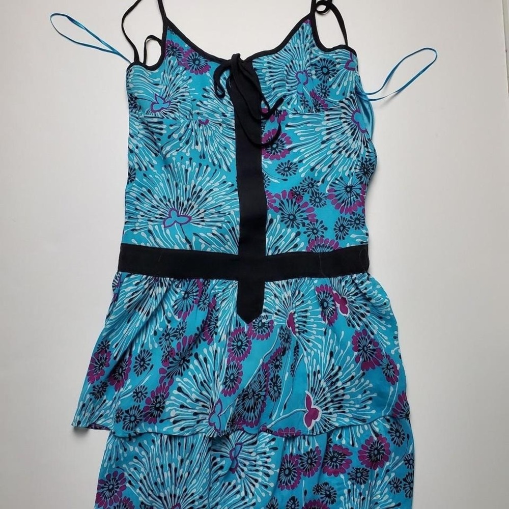 Vintage Soundgirl Mini Party Dress with Ruffles Electric Blue Size 2